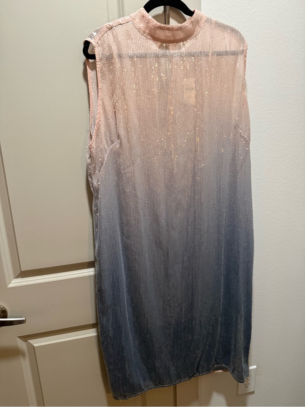 Anthropologie Sleeveless Sequin Ombre Shift Dress in Blush to Slate